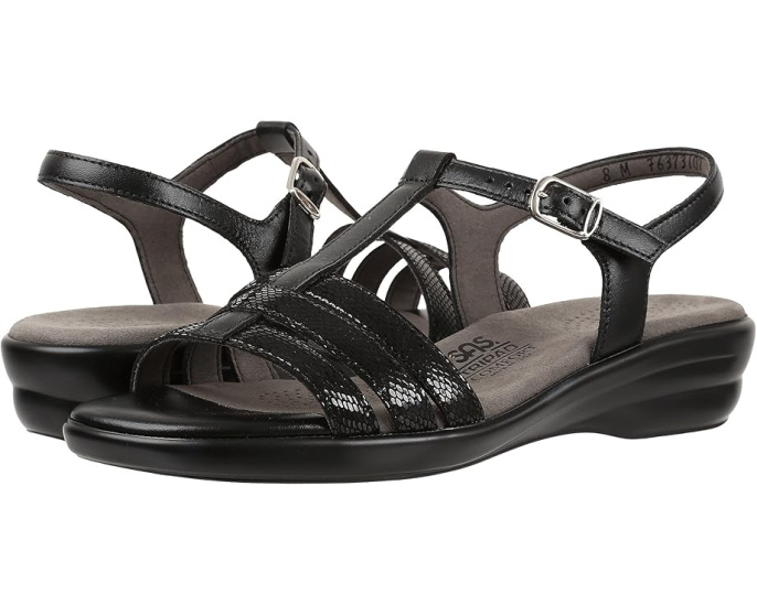 Сандалии SAS Capri T-Strap с регулируемой пряжкой и клином
