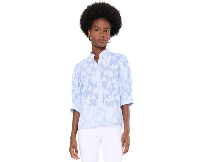 Топ CeCe Pinstripe Cotton Pearce с цветочным узором