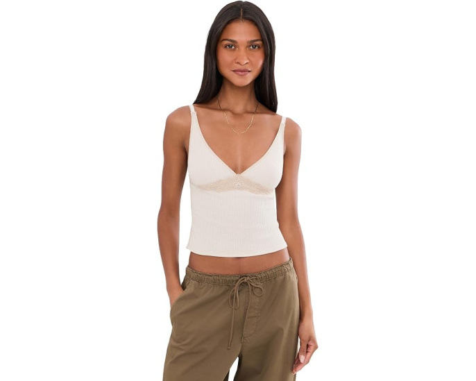 Топ Made You Blush Lounge Tan от Free People с V-образным вырезом