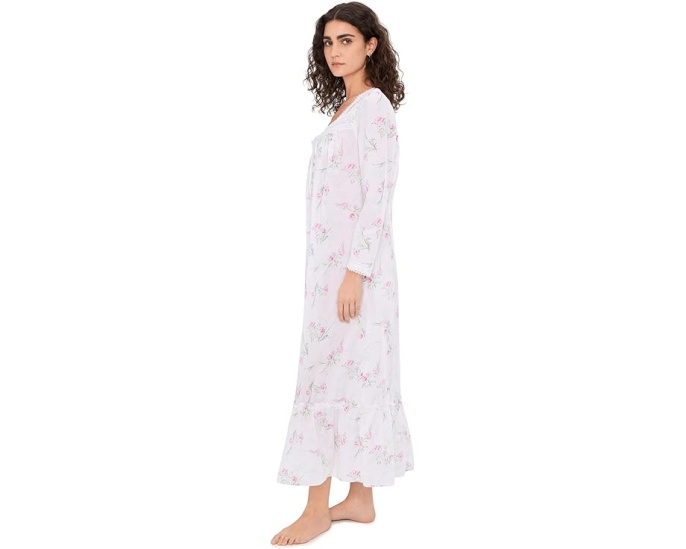 Халат Eileen West Cotton Lawn с длинным рукавом и пуговицами