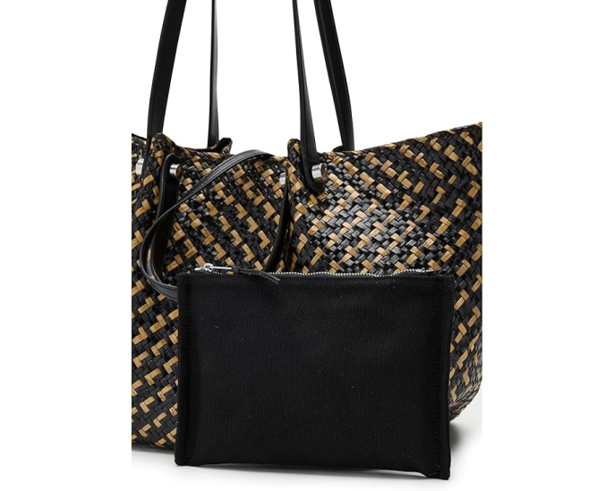 AllSaints Allington Straw Tote соломенная сумка из плетеного сизаля с черной отделкой