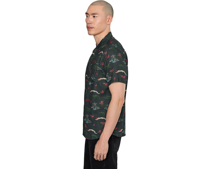 Рубашка RVCA Reception Short Sleeve с гавайским принтом и карманом