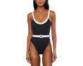 Цельный купальник Seafolly Bandwave Belted Retro Tank с ремнем