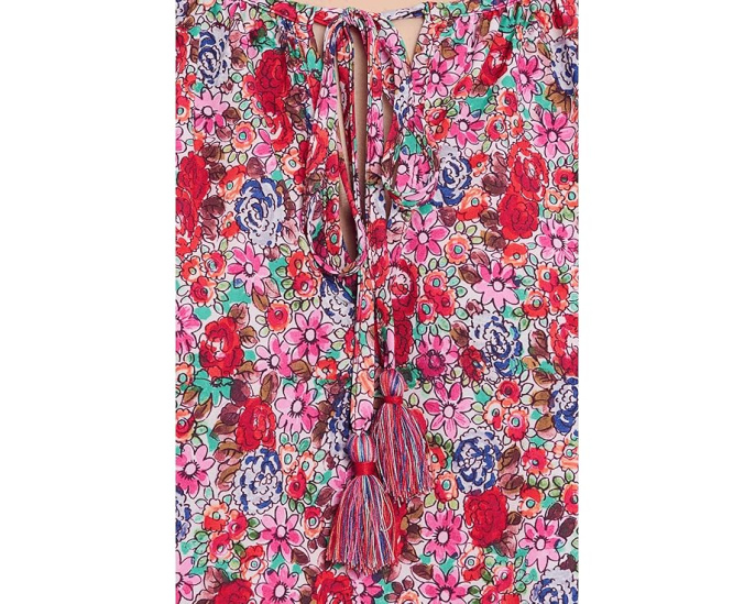 Топ с воланами и пеплумом Liverpool Petite Flutter Sleeve Peplum Woven с цветочным принтом