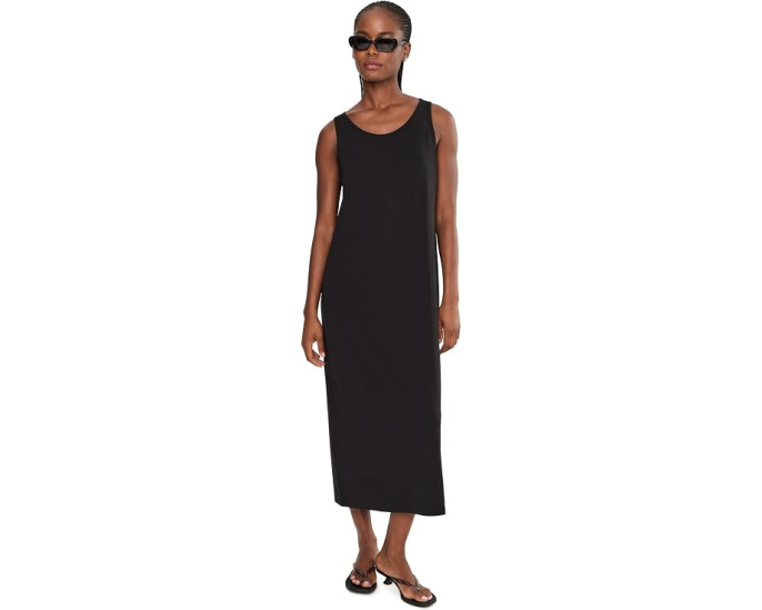 Stretch Jersey Knit Scoop Neck Full Length Dress