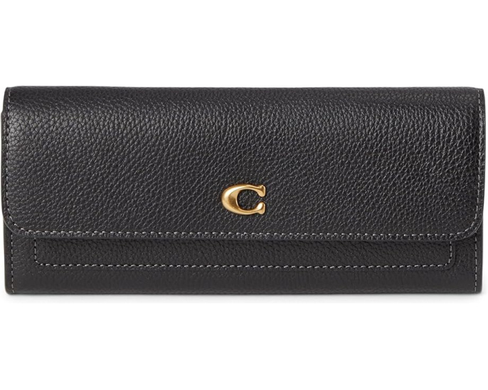 Длинный кошелек-клатч Mila Long Flap из полированной кожи от COACH