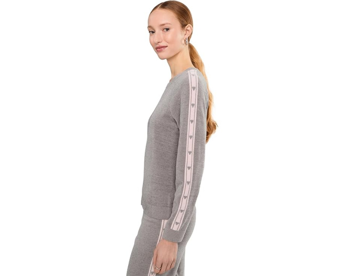 Пуловер CozyChic Ultra Lite с сердечками и полосами Barefoot Dreams