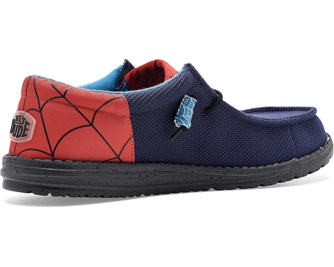 Hey Dude мокасины Wally Funk Spiderman в синем цвете с принтом паутины