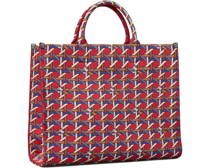 Сумка-шопер Tory Burch Ella Circular Knit Tote красная корзиночное плетение