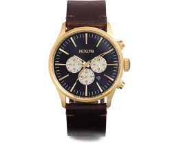 Nixon Sentry Chrono Leather с кожаным ремешком и водонепроницаемостью 100 метров