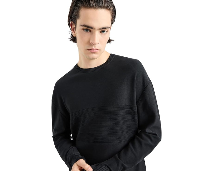 Свитер Armani Exchange Combed Cotton из 100% хлопка с круглым вырезом