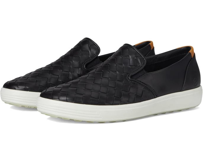 Кроссовки ECCO Soft 7 Woven Slip-On 3.0 с эластичными вставками и кожаным верхом