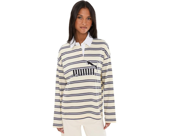 Лонгслив Puma Essentials Elevated No.1 Logo Oversized Striped Rugby Polo поло с полосатым принтом