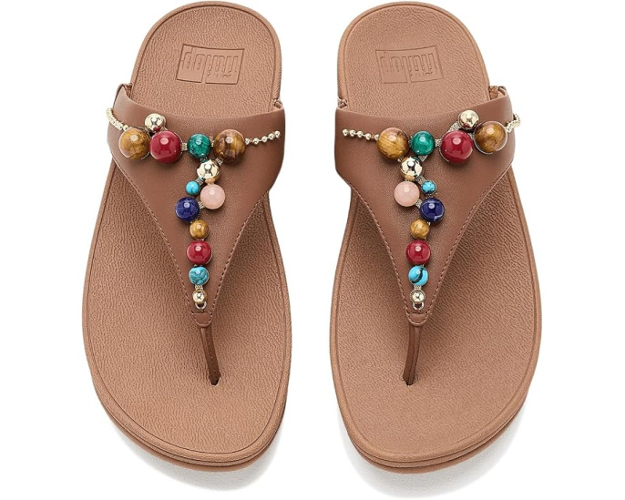 Сандалии Lulu Beaded FitFlop с открытым носом и ремешком на перемычке