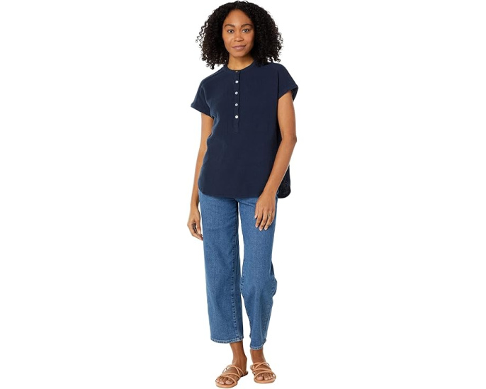 Топ Faherty Dream Cotton Desmond из хлопка с пуговицами и овальным подолом