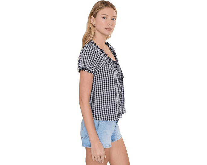Splendid блуза Gigi Gingham Puff Sleeve в клетку с пышными рукавами