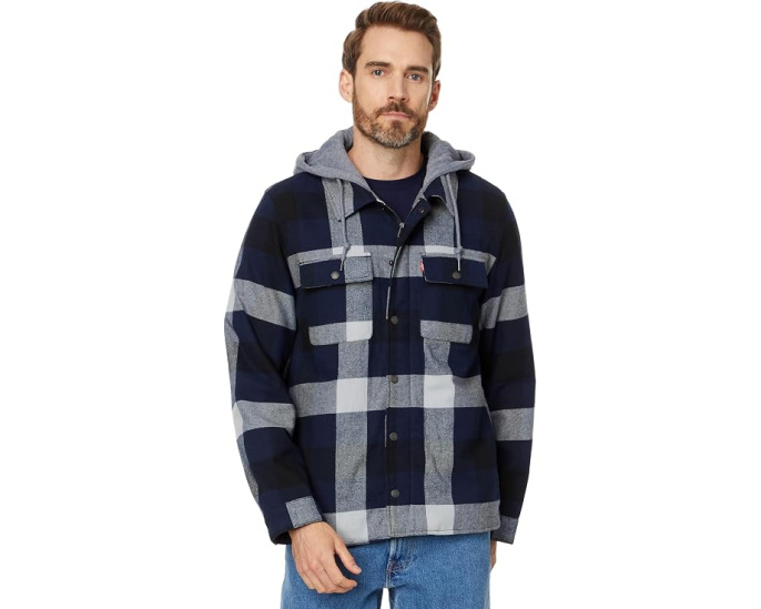 Куртка Levi's из хлопка с капюшоном и подкладкой из шерпи
