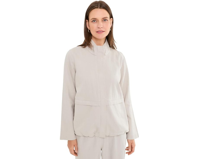 Белая куртка-бомбер Eileen Fisher на молнии из льна и органического хлопка