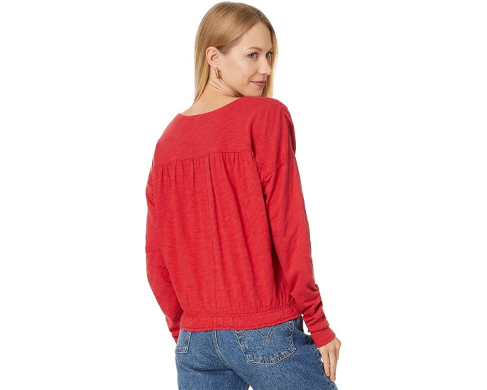 Футболка Lilla P Elastic Hem Easy V-Neck с длинным рукавом