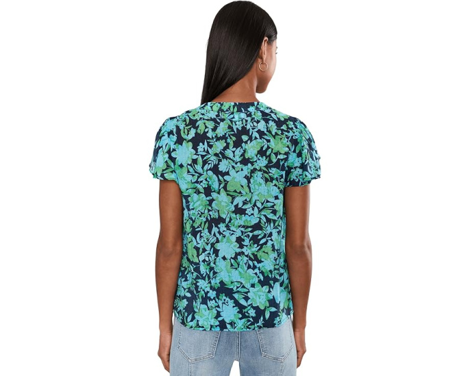 CeCe топ с цветочным принтом и рукавами Floral Shirred Flutter Sleeve