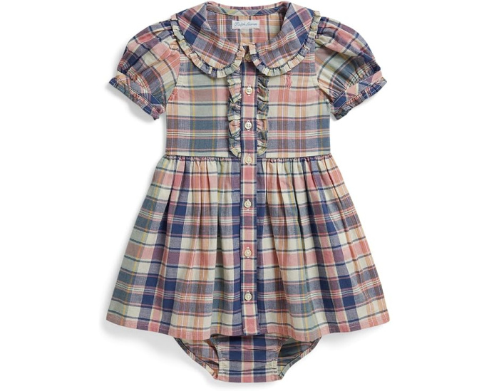 Хлопковое платье в клетку и шорты Polo Ralph Lauren для малышей