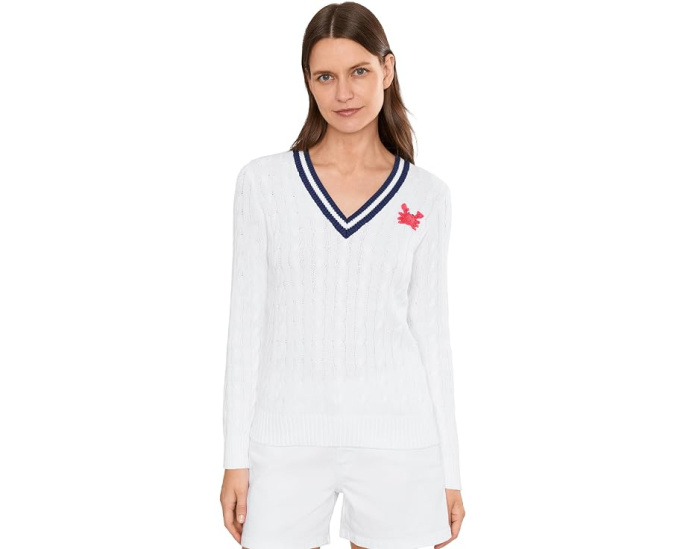Свитер Lilly Pulitzer Brockton с вязкой косой и полосками