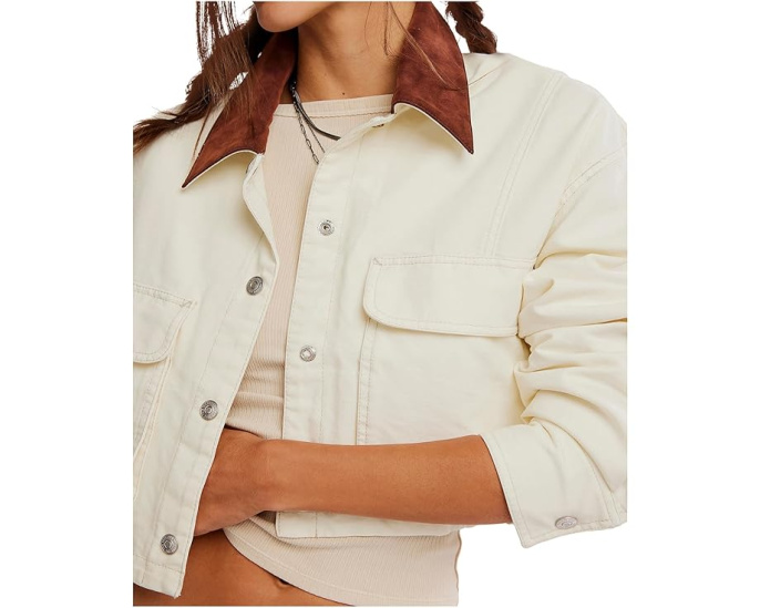 Короткая куртка Free People Martha из хлопкового твила с накладными карманами