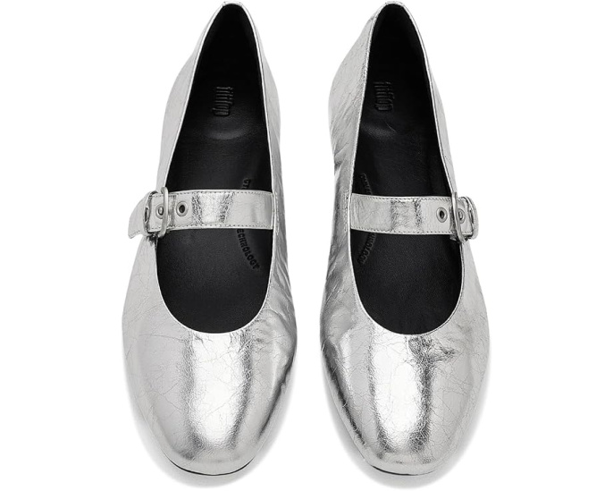 FitFlop Delicato Metallic Mary Janes на плоском ходу