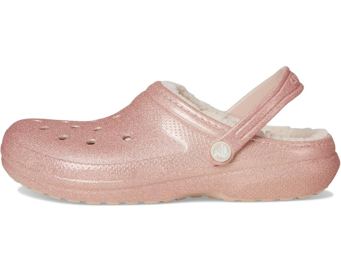 Crocs утепленные сабо Classic Lined Glitter для детей с блестками