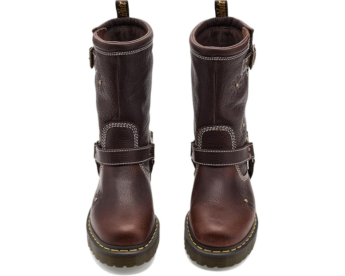 Dr. Martens Anistone Hi Flower ботинки из темной кожи