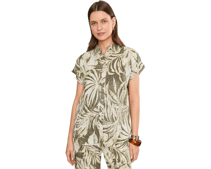 Свободная рубашка с принтом Lauren Ralph Lauren из льна