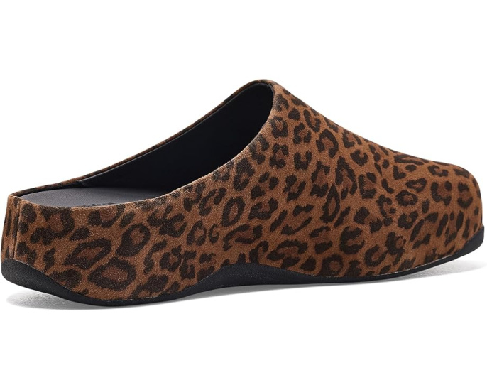 Мюли FitFlop Shuv из замши с леопардовым принтом
