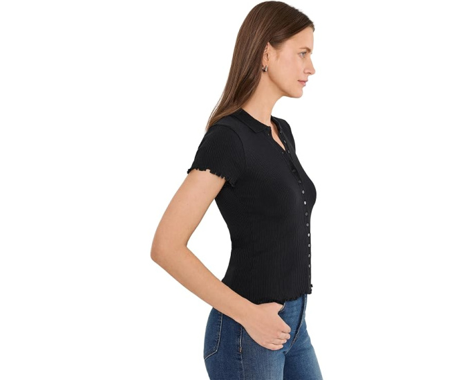 Поло Ribbed Cap Sleeve Madewell с коротким рукавом