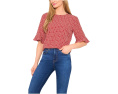 Топ CeCe с рукавом три четверти и оборкой на манжете