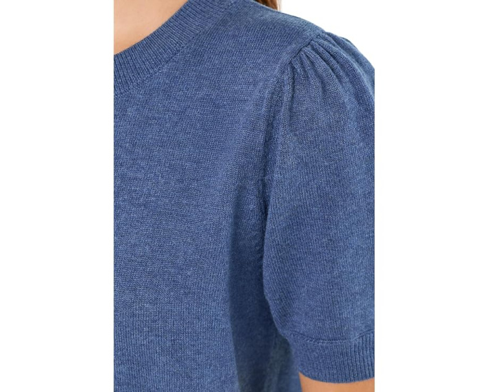 Short Sleeve Puff Sleeve Crew Neck