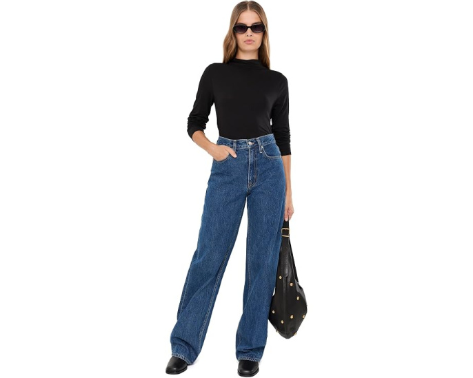 Sheer Cotton Blend Knit Funnel Neck Tee