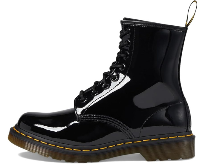 Ботинки Dr. Martens 1460 из лакированной кожи на шнуровке с желтой строчкой
