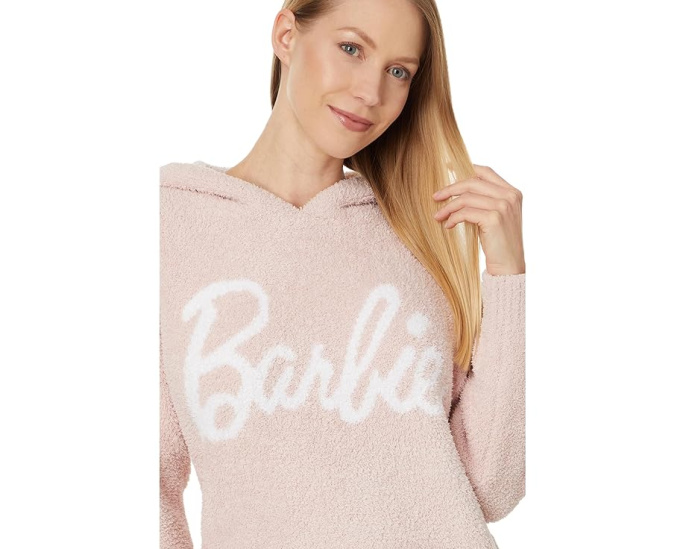 Толстовка Barefoot Dreams CozyChic Barbie с капюшоном и принтом