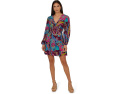 Короткое платье Adrianna Papell Printed Flounce с присборенными рукавами