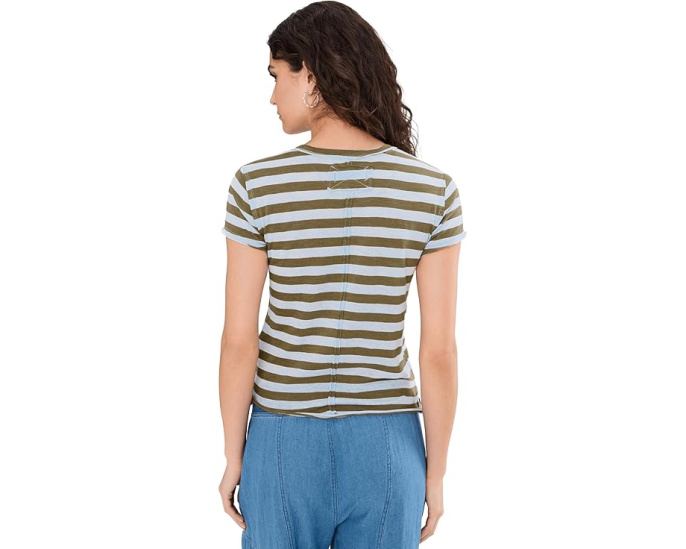Футболка Free People Nora Tee с кружевными вставками и карманом в расслабленном стиле