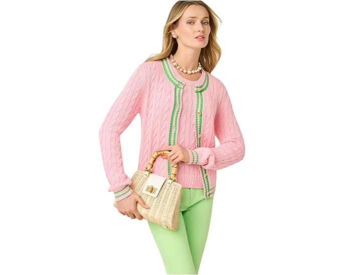 Кардиган с круглой горловиной Lilly Pulitzer Brockton в рубчик с полосками