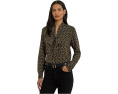 Chain-Print Crepe Tie Neck Blouse
