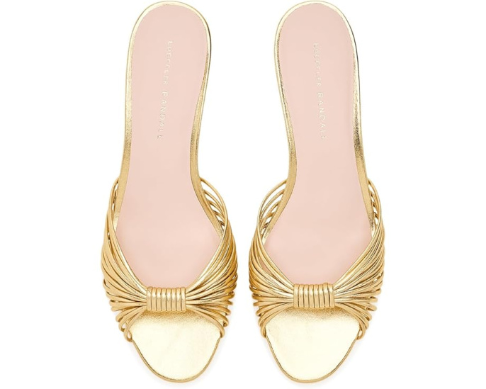 Туфли Loeffler Randall Dixie на каблуке-котенок с золотистой кожей