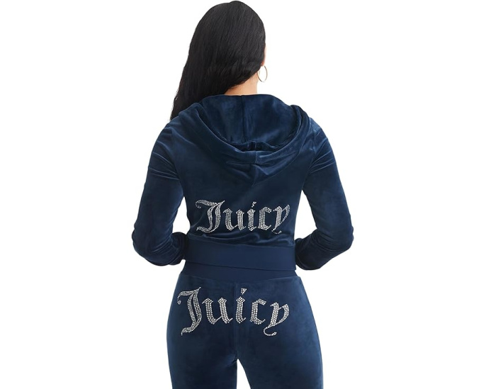 Кроп худи Juicy Couture с блестками и молнией спереди