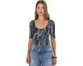 Elbow Sleeve Scoop Neck Mesh Tee