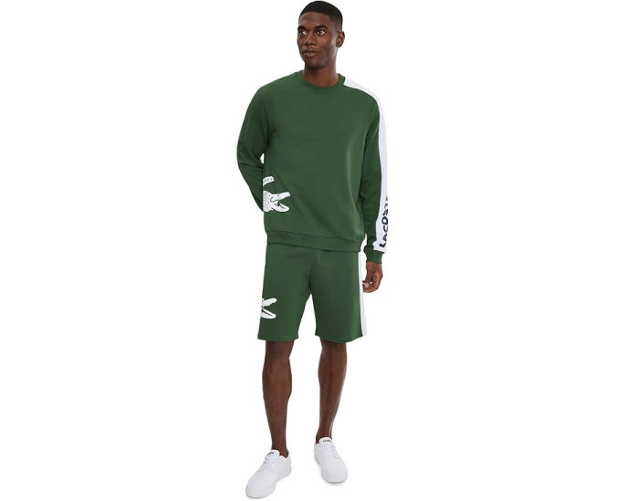 Шорты Lacoste для отдыха прямого кроя из флиса с принтом