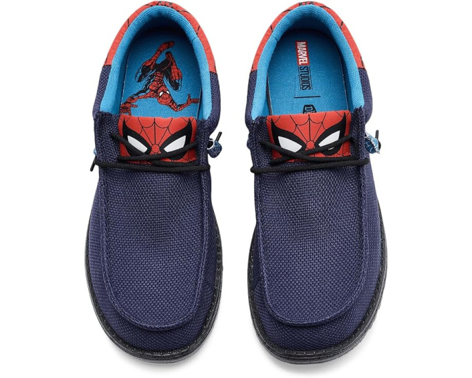 Hey Dude мокасины Wally Funk Spiderman в синем цвете с принтом паутины