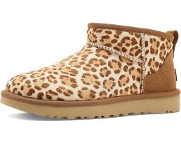 Угги UGG Classic Ultra Mini Plains с принтом леопарда и низким голенищем