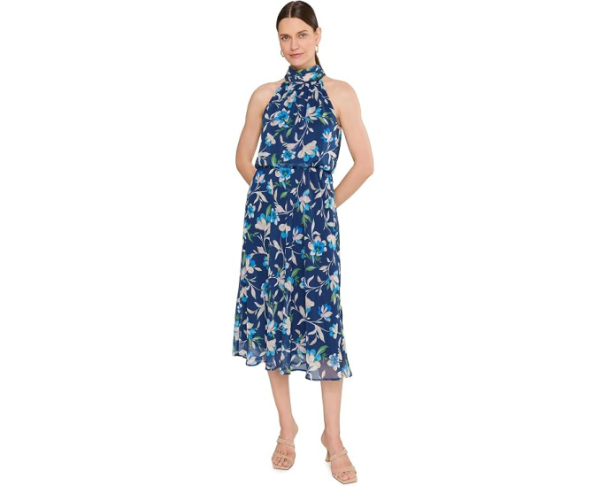 Платье миди Halter Chiffon Adrianna Papell с завязками