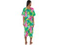 Natori кафтан Tropic Crinkle Windowpane в клетку